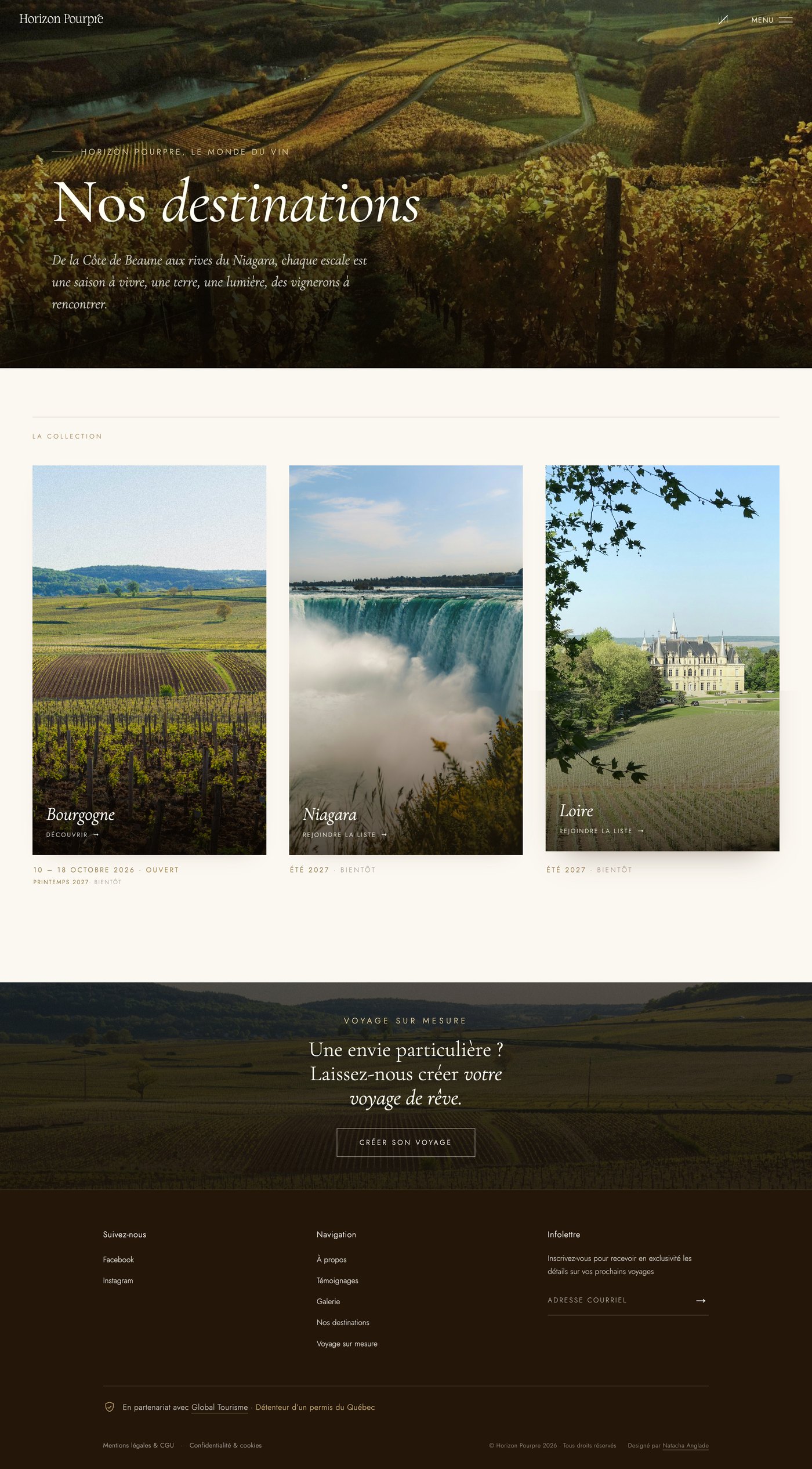 Page Nos destinations